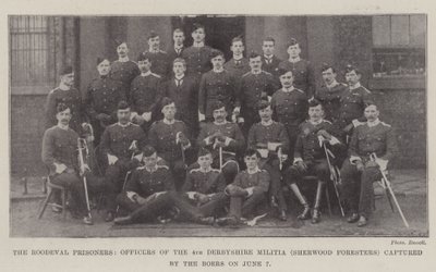 Roodeval-fangerne, officerer fra 4. Derbyshire Militia (Sherwood Foresters) taget til fange af boerne den 7. juni af English Photographer