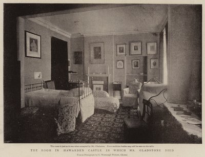 Værelset i Hawarden Castle, hvor hr. Gladstone døde af English Photographer