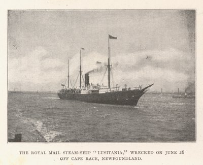 Royal Mail Steamship Lusitania forliste den 26. juni ud for Cape Race, Newfoundland af English Photographer