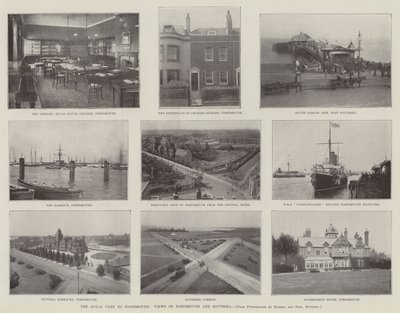 Det kongelige besøg i Portsmouth, udsigt over Portsmouth og Southsea af English Photographer