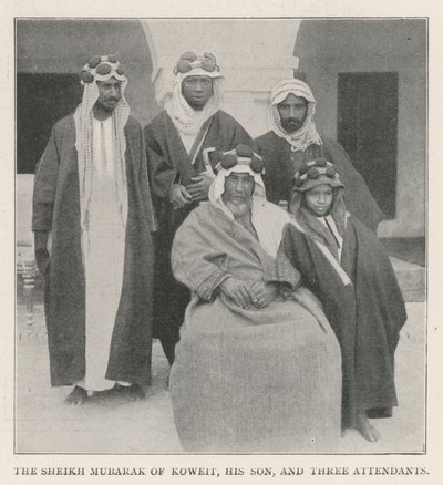 Sheikh Mubarak fra Koweit, hans søn og tre ledsagere af English Photographer