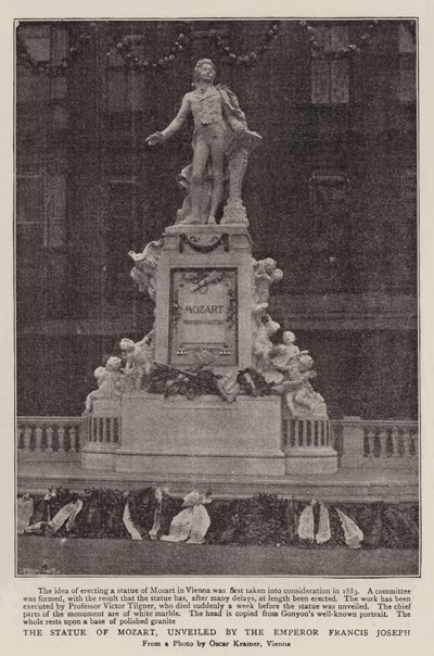 Statuen af Mozart, afsløret af kejser Frans Joseph af English Photographer