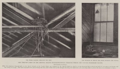 Drosseleden i Crystal Palace Telegraph-Office, som Cup-Tie-telegrammerne passerede igennem af English Photographer