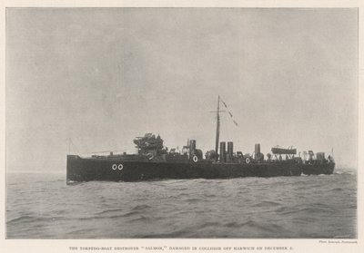 Torpedo-Boat Destroyer Salmon, beskadiget i kollision ud for Harwich den 2. december af English Photographer