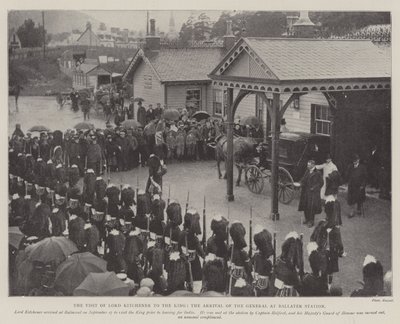 Lord Kitcheners besøg hos kongen, generalens ankomst til Ballater Station af English Photographer
