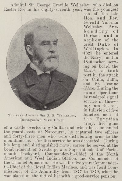 Den afdøde admiral Sir GG Wellesley, Distinguished Naval Officer af English Photographer