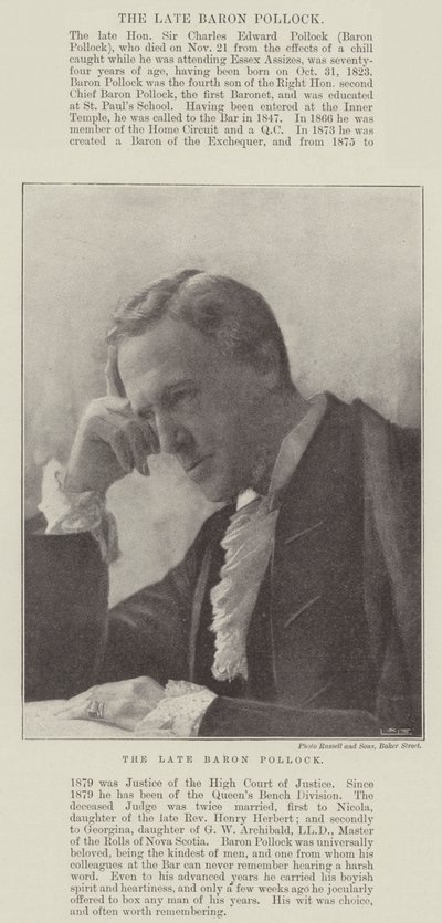 Den afdøde baron Pollock af English Photographer