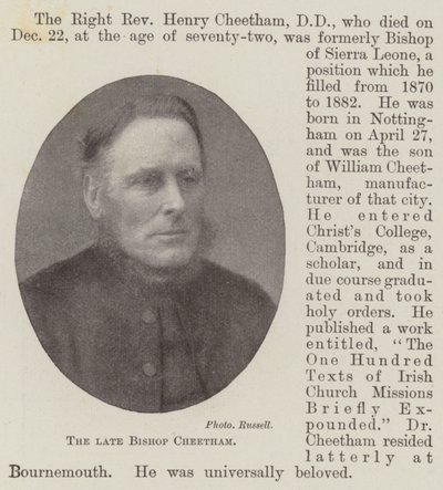 Den afdøde biskop Cheetham af English Photographer