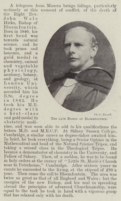 Den afdøde biskop af Bloemfontein af English Photographer