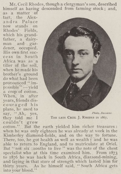 Den afdøde Cecil J Rhodes i 1867 af English Photographer