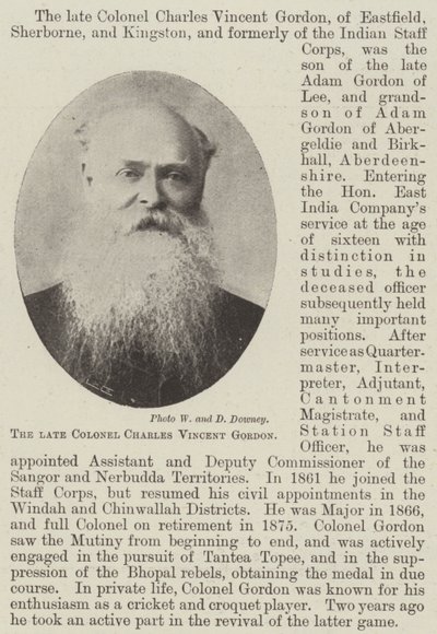 Den afdøde oberst Charles Vincent Gordon af English Photographer