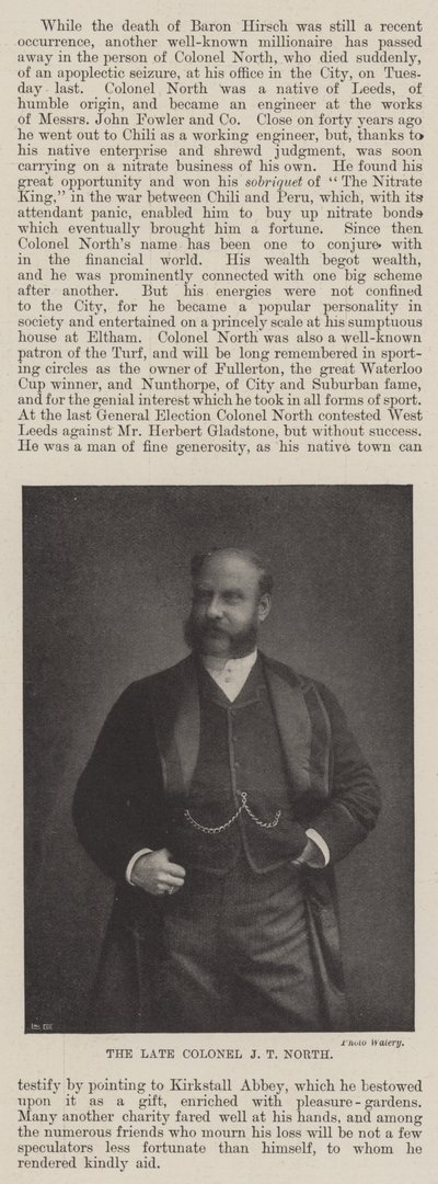 Afdøde oberst J T North af English Photographer