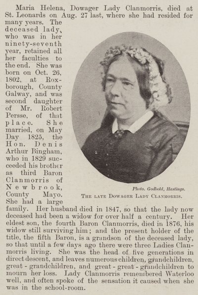 Den afdøde enkefrue Lady Clanmorris af English Photographer