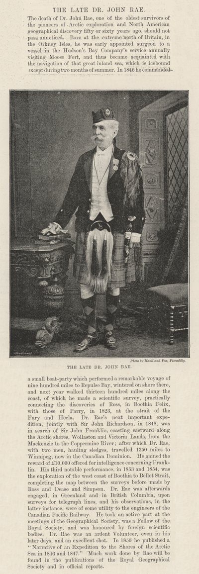 Den afdøde Dr John Rae af English Photographer