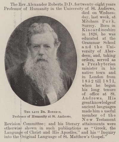Afdøde Dr. Roberts, professor i menneskelighed ved St. Andrews af English Photographer