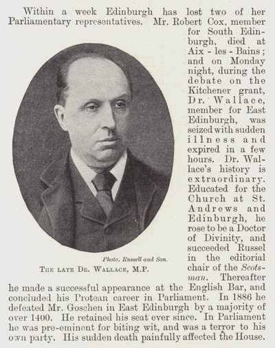 Afdøde Dr. Wallace, MP af English Photographer