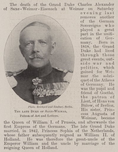 Den afdøde hertug af Sachsen-Weimar, protektor for kunst og breve af English Photographer
