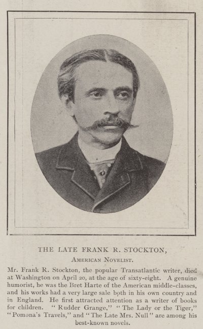 Afdøde Frank R Stockton, amerikansk romanforfatter af English Photographer