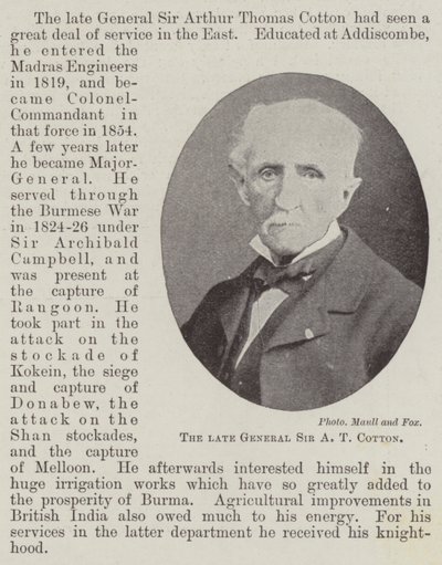 Den afdøde general Sir A T Cotton af English Photographer