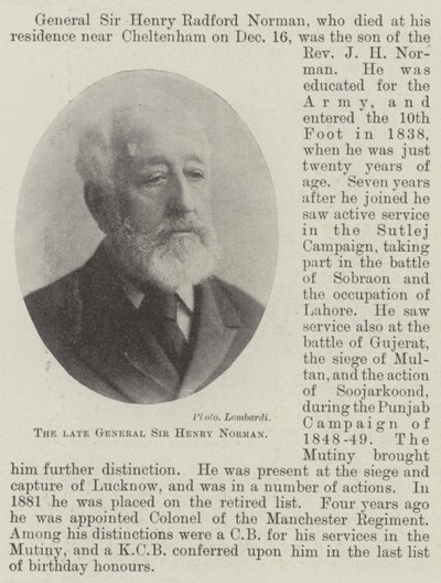 Den afdøde general Sir Henry Norman af English Photographer