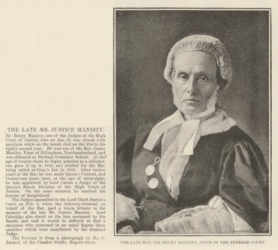 Den afdøde ærede Sir Henry Manisty, dommer ved højesteret af English Photographer