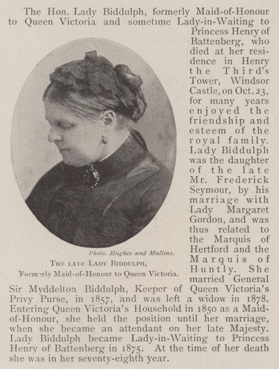 Den afdøde Lady Biddulph, tidligere Maid-of-Honour for dronning Victoria af English Photographer