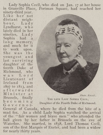 Den afdøde Lady Sophia Cecil, datter af den fjerde hertug af Richmond af English Photographer