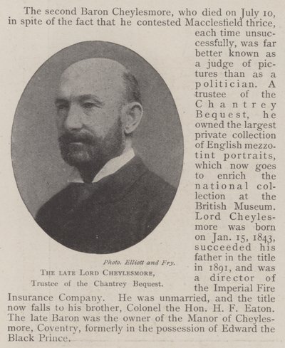Den afdøde Lord Cheylesmore, administrator af Chantrey-legatet af English Photographer
