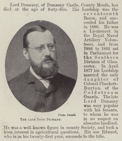 Den afdøde Lord Dunsany af English Photographer