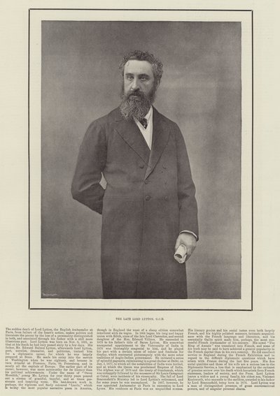 Den afdøde Lord Lytton, GCB af English Photographer