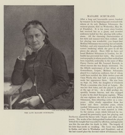 Afdøde Madame Schumann af English Photographer