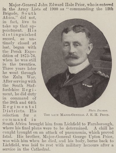 Den afdøde generalmajor J E H Prior af English Photographer