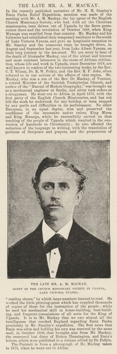 Afdøde hr. A. M. Mackay, agent for Kirkens Missionsselskab i Uganda, Lake Victoria Nyanza af English Photographer