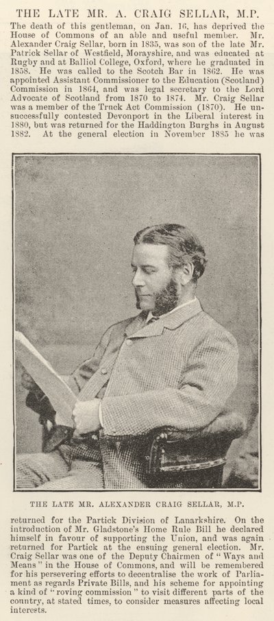 Den afdøde hr. Alexander Craig Seller, MP af English Photographer
