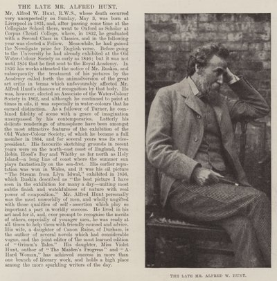 Den afdøde hr. Alfred W Hunt af English Photographer