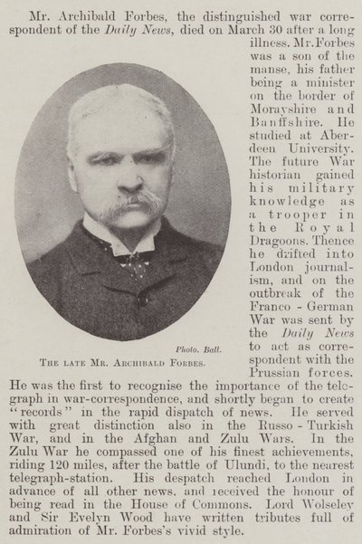 Afdøde hr. Archibald Forbes af English Photographer