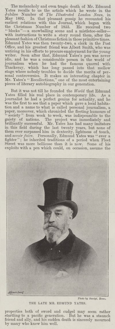 Der verstorbene Mr. Edmund Yates von English Photographer