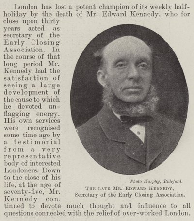 Afdøde Edward Kennedy, sekretær for Early Closing Association af English Photographer