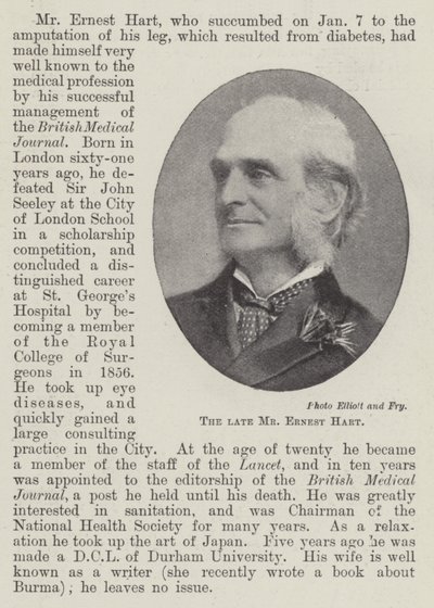 Den afdøde hr. Ernest Hart af English Photographer