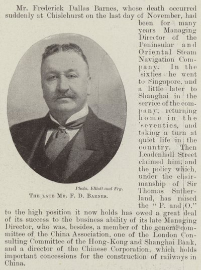 Afdøde hr. F D Barnes af English Photographer