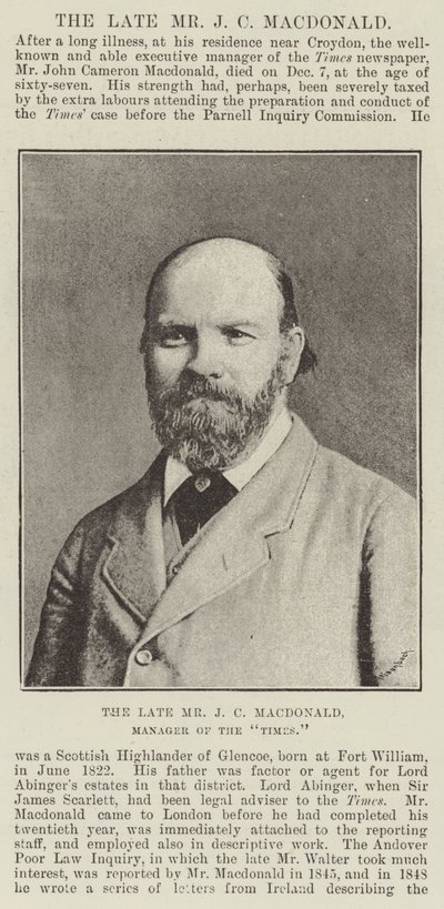Den afdøde hr. J. C. Macdonald, leder af Times af English Photographer