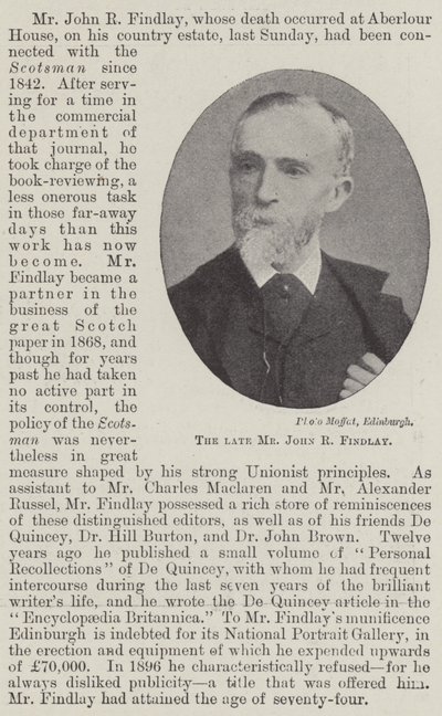 Afdøde John R Findlay af English Photographer