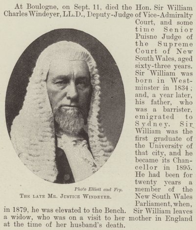 Afdøde hr. Justice Windeyer af English Photographer