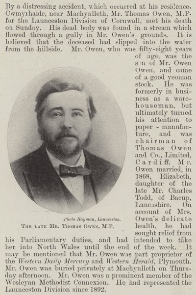 Afdøde Thomas Owen, MP af English Photographer