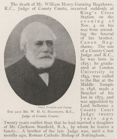 Den afdøde hr. W H G Bagshawe, KC, dommer ved County Courts af English Photographer