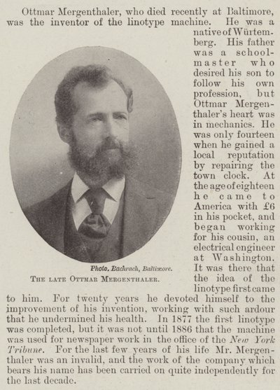 Afdøde Ottmar Mergenthaler af English Photographer