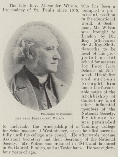 Den afdøde præbendær Wilson af English Photographer
