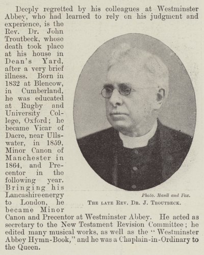 Den afdøde pastor dr. J. Troutbeck af English Photographer