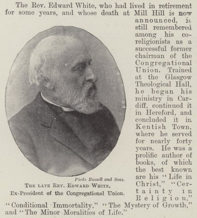 Den afdøde pastor Edward White, tidligere præsident for Congregational Union af English Photographer