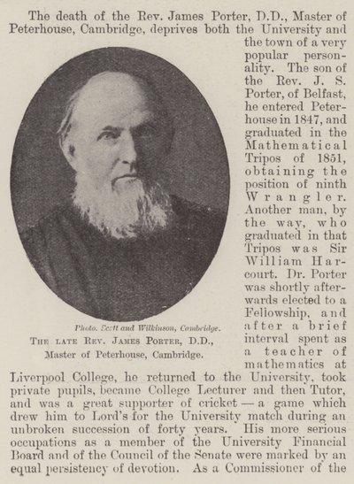 Den afdøde pastor James Porter, DD, Master of Peterhouse, Cambridge af English Photographer